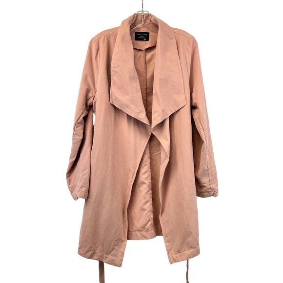 Love Tree Lightweight Wrap Coat Belted Pink Size Large Pockets - Picture 1 of 8